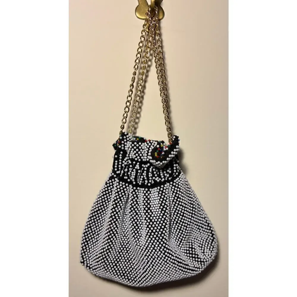 Vintage Reversible Beaded Draw string Bag